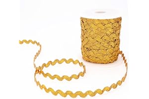 ZNZAKKA Rick Rack Trim 40 Yards Gold Lace Ribbon Wave Bending Fringe Trim for Crafts Sewing, Gift Wrapping, Clothing Embellishment