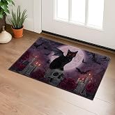 SIMFEP Gothic Black Cat with Wings Indoor Door Mat, Welcome 29.5