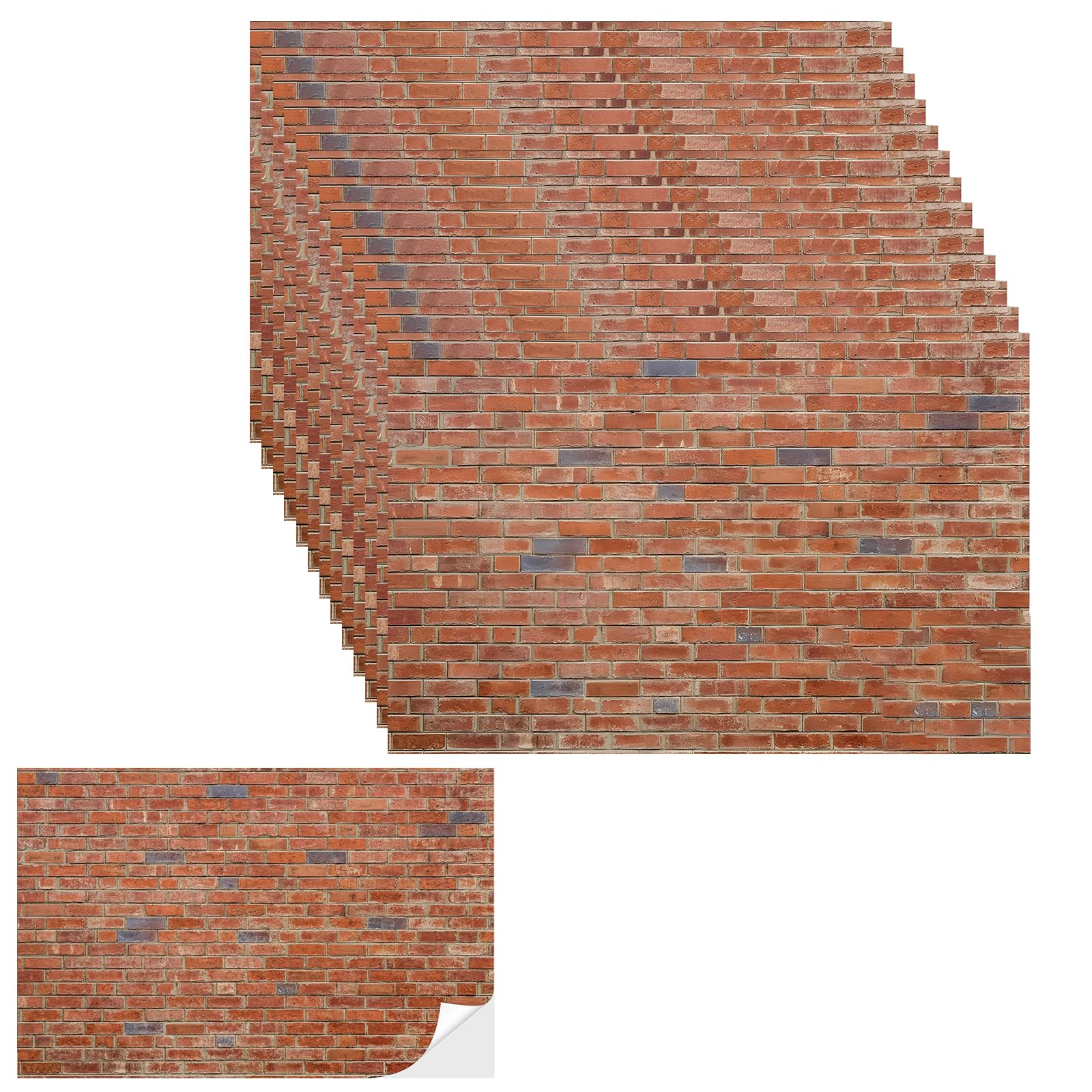 12Pcs, Realistic Brick Effect Wallpaper, Doll House Accessories, Dolls House Wallpaper, Brick Wallpaper for Miniature Dollhouses (Red Brick)