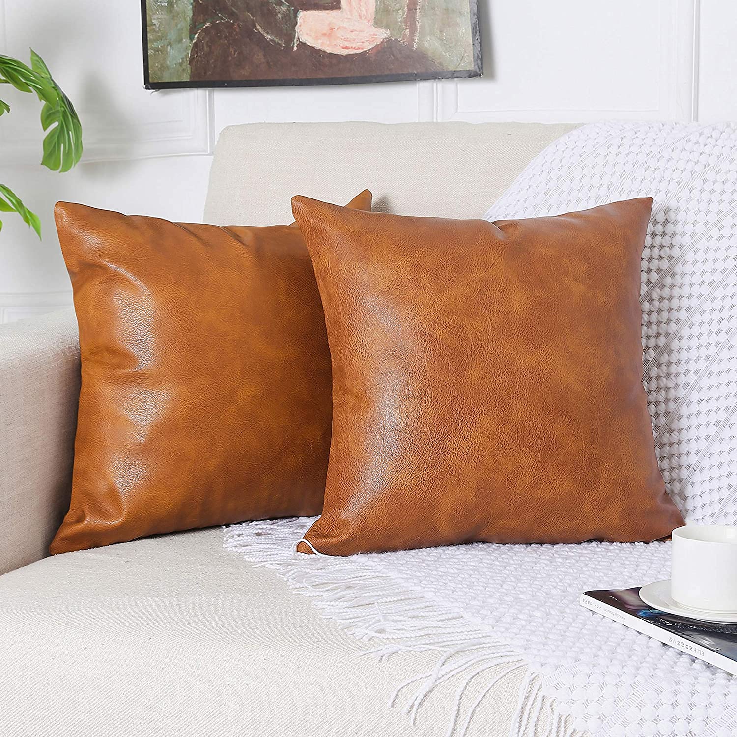 Faux Leather Pillow Covers