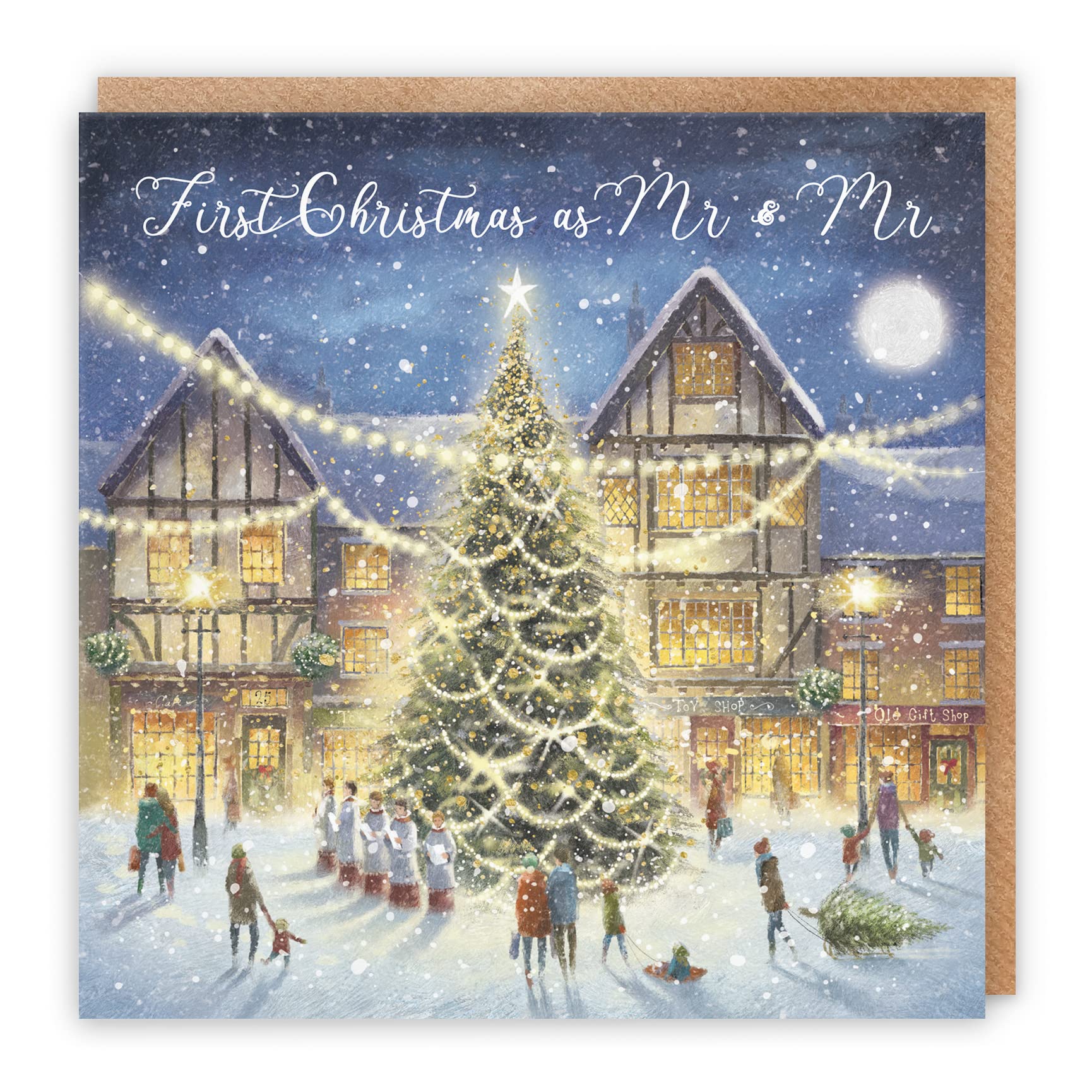 Hunts England - 1st Christmas As Mr & Mr Luxury Card - 'Christmas Eve' - First Christmas As Mr & Mr - Milo's Gallery Collection - Male And Male - For Couple, Friends, Husband, etc.