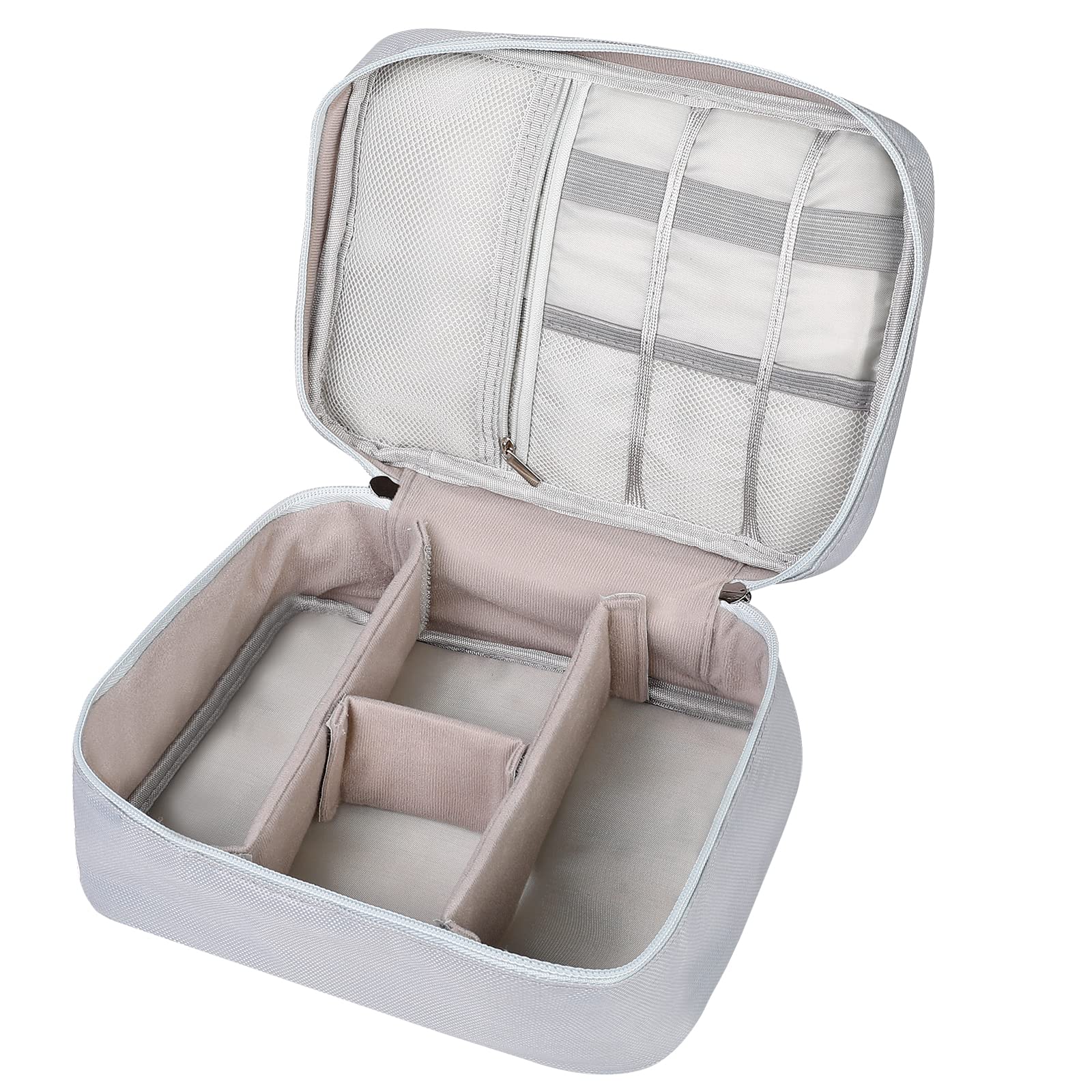 Romon Grey-2 Layers Cable Bag Organiser, 24.5 x 10 x 18 cm, 1 Layer Pocket, Waterproof, Universal Cable Organiser with Wrist Strap