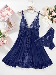 Foxiny Petite Sexy Open Front V Neck Ruffle Sheer