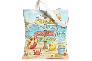 Duck Canvas Tote Bag for Shopping 13 * 15, Cute Coastal Beach Seaside Reusable Fashion Bag for Women, Animal Work Travel Patt