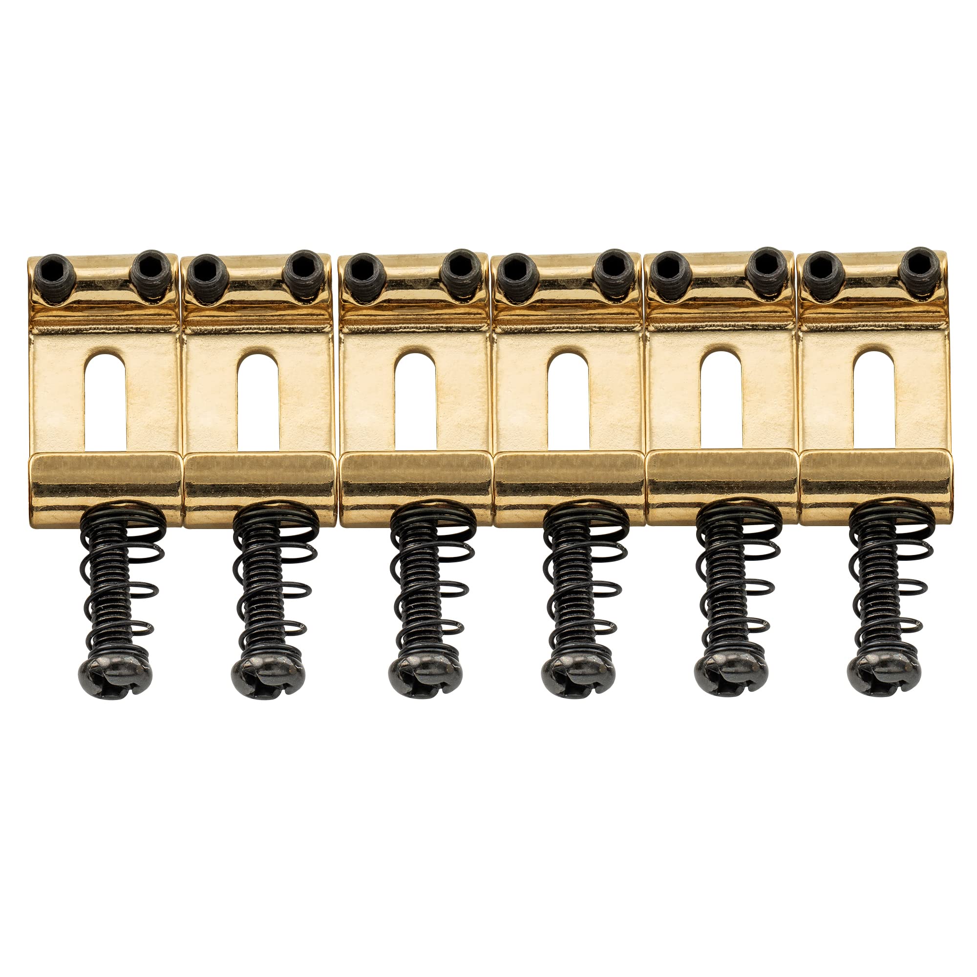 Musiclily Pro 10.5mm Steel Vintage Style Guitar Tremolo Bridge Saddles for Strat Stratocaster Electric Guitar, Gold(Set of 6)