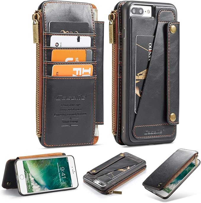 iPhone 8 Plus Leather Wallet Case,AKHVRS Leather Phone Wallet Case Cover and Credit