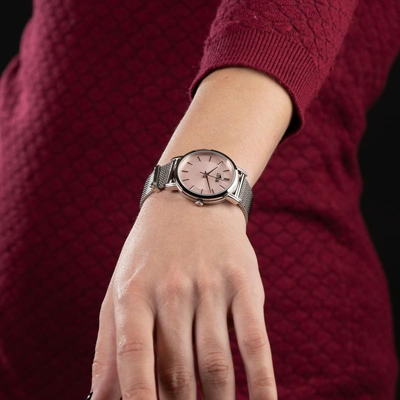 Relógio analógico feminino 316l em aço inoxidável em prata - movimento de quartzo - cristal mineral de alta resistência - resistente à água 5 ATM 18737/2 - minimalista para ela