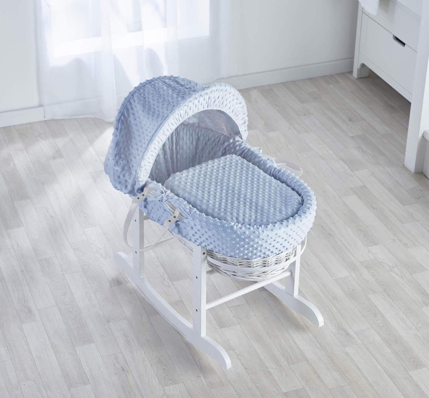blue dimple moses basket