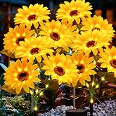 4Pack Sunflower Solar Lights Outdoor Waterproof Stake Light for Pathway | 12 Bigger Sunflower,Auto ON/Off,Garden Decorative Lights for Lawn Landscape Birthday Gifts for Mom Women