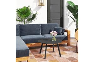 Outsunny 36" Patio Coffee Table, Round Outdoor Side Table with Weather Resistant Metal Frame and Non-Slip Foot Pads for Garde