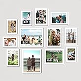 Heimlove White Collage Picture Frames Set of 12,Two 8x10,Two 6x8,Four 5x7,Four 4x6 Photo Frames,Gallery Wall Frame Set for Wall Mount or Tabletop Display