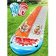 SLOOSH Water Slides with 2 Inflatable Boards,22.5ft Double Lane Lawn Water Splash Slip and Slide with Advanced Sprinklers Summer Toy for Kids Adults Fun Backyard Summer Outdoor, Shark