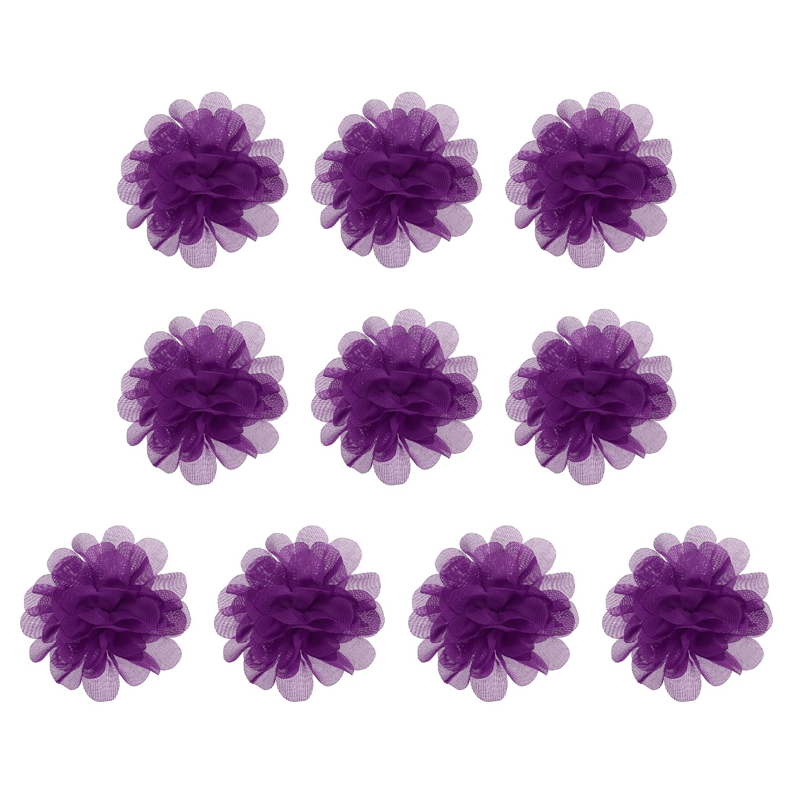 PATIKIL 2.8" Chiffon Flowers, 10 Pcs Mesh Fabric Flowers Sewing Fabric Appliques Headband Embellishments for DIY Craft Wedding Decor, Fuchsia