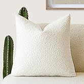 Foindtower Textured Boucle Throw Pillow Covers Accent Solid Pillow Cases Cozy Soft Decorative Couch Cushion Case for Chair Sofa Bedroom Living Room Home Decor, 18 x 18 Inch, 1PC, White