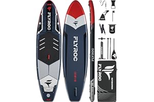 FLYROC 11'6x35'' Extra Wide Inflatable Paddle Board, 450lb Capacity Stand Up Paddle Board for Adults (x3), Stable Inflatable SUP, All Skill Levels, 3 Handles, 100L Backpack, 3PCS Paddle, 5L Dry Bag