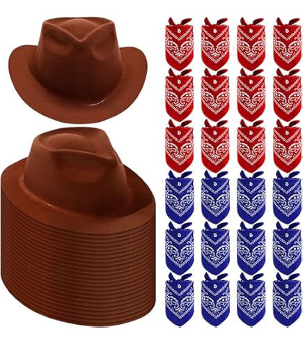 Amazon.com: Haysandy 24 Pieces Western Cowboy Hat Set, Felt  display picture 1