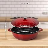 Nuovva Non-Stick Aluminium Pot with Lid 3.9L 28cm Red Shallow Dutch Oven view 2