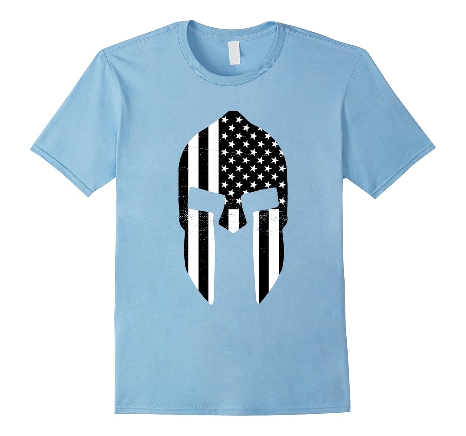 American Spartan Flag Shirt USA Patriotic Helmet Black White