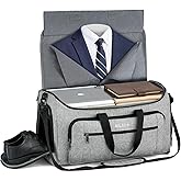 MILADA Convertible 2-in-1 Garment Duffel Weekender Bag Carry On Garment Bags for Travel Hanging Clothes Suit Bag Foldable Personal Item Business Overnight Bag with Shoe Compartment, Light Grey