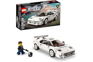 Lego Speed Champions Lamborghini Countach 76908, Race Car Toy Model Replica, Collectible Building Set with Racing Driver Minifigure