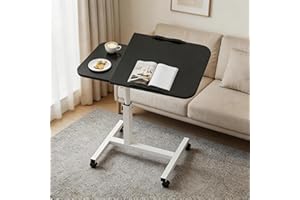 Fuhomtre Over Bed Table Hospital Bed Table with Anti-Slip Strip, Adjustable Height (60-95CM) Overbed Table with Wheels for Ho