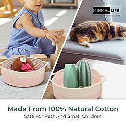 Minmallife Beige/Green 16"x18" Cotton Rope Baskets