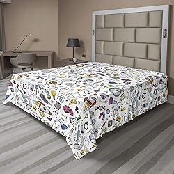 Ambesonne Educational Flat Sheet, Science School