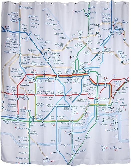 Amazon Com Passkilo Tube Map London Underground Polyester Shower
