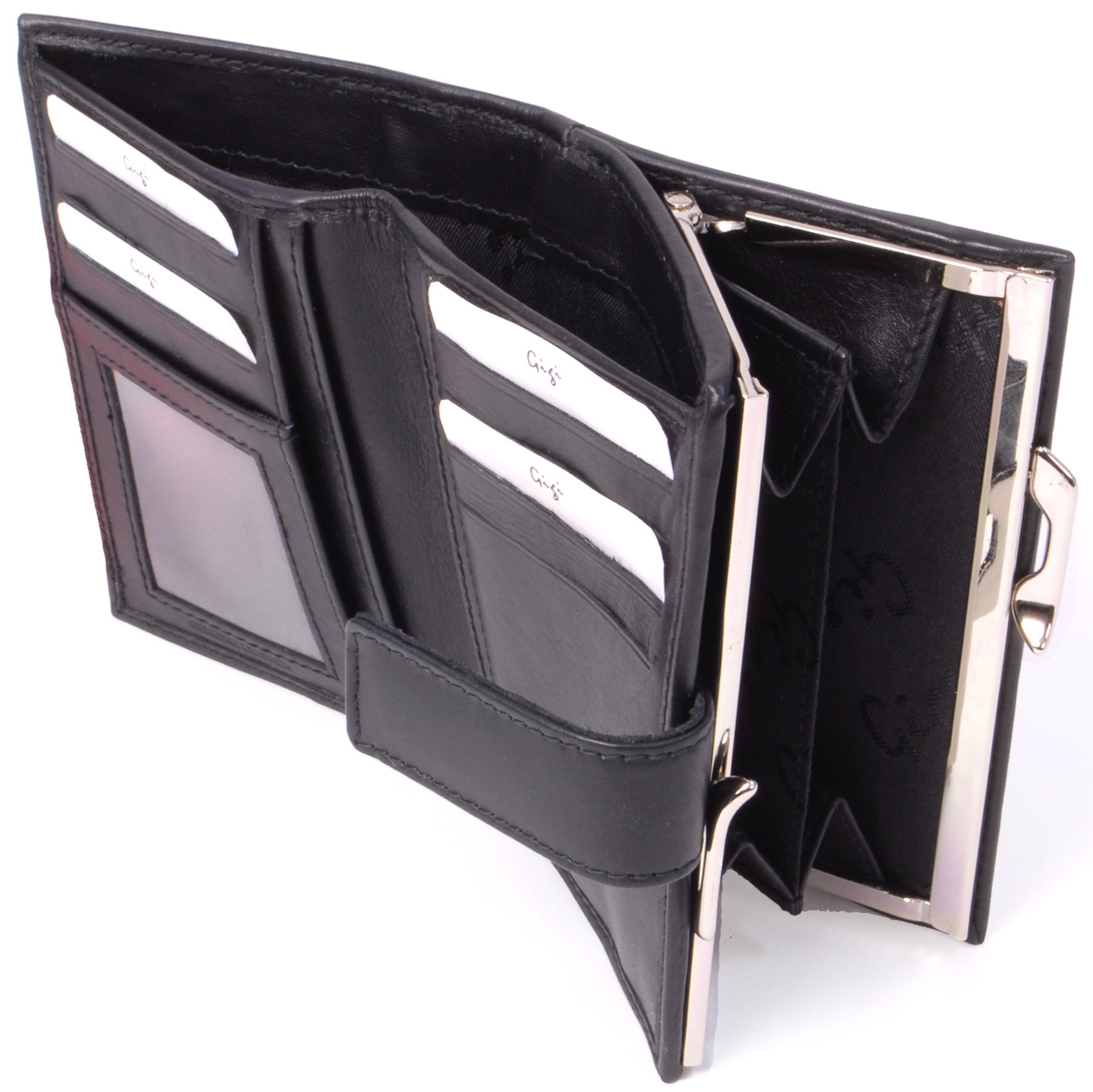 Gigi - Ladies Leather Purse with Gift Box - Women's Medium Wallet/Coin Purse - Othello 4244 - Black