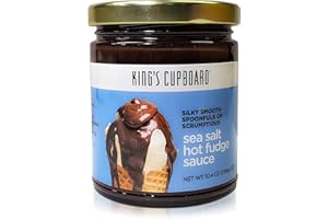 King's Cupboard Sea Salt Hot Fudge Chocolate Sauce - The Perfect Hot Fudge Sauce for Topping Ice Cream & Desserts, Chocolate Coffee Drizzle, Fondue, Ganache - Gluten-Free, Kosher, All Natural 10.4 Ounce (Pack of 1)