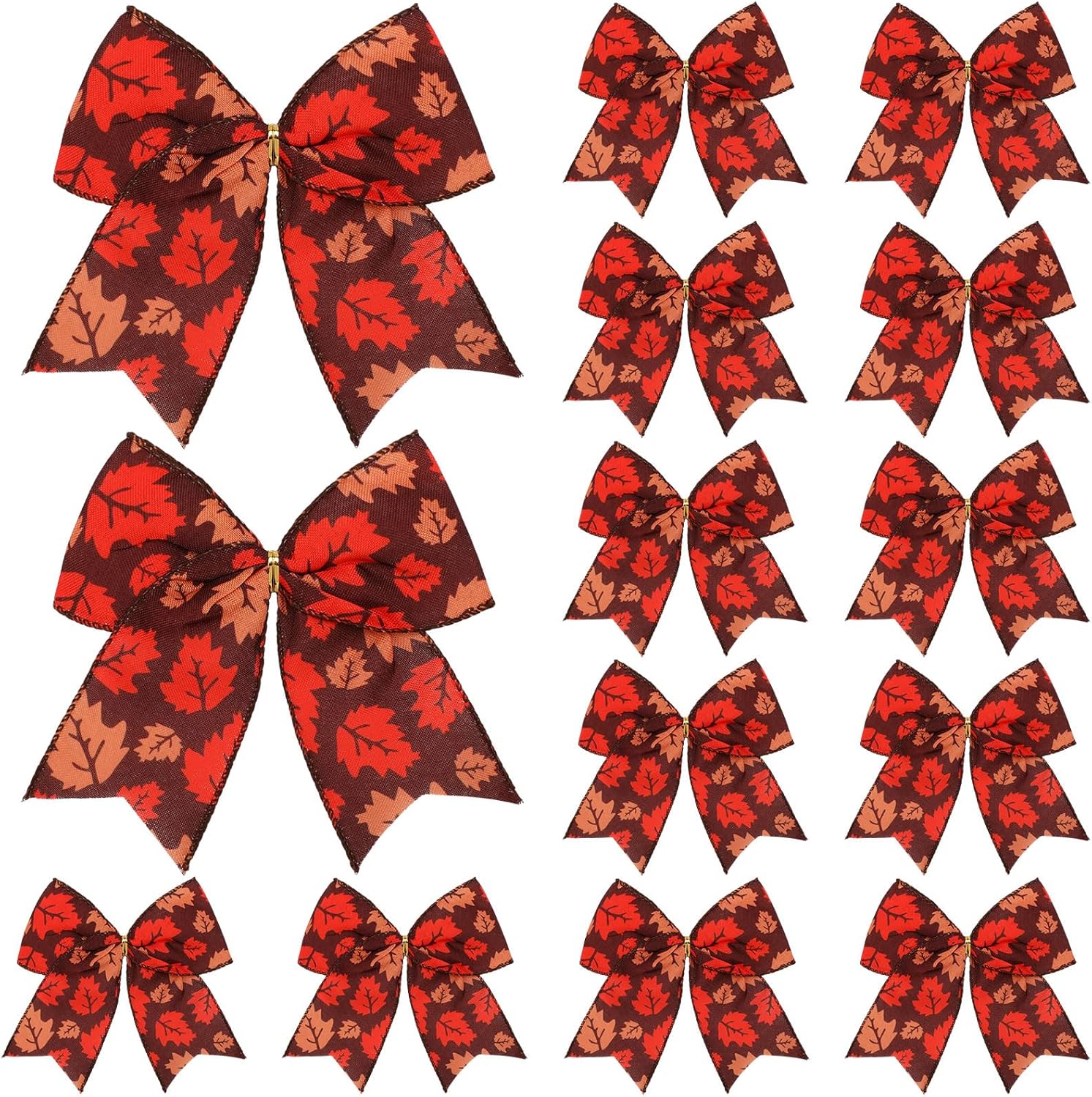 Bows & Ribbons - Crowye 12 Pcs Fall Thanksgiving Wreath Bow Orange Buffalo Plaid Bows Pumpkin Maple Leaf Decorative Bows Autumn Tree Topper for Indoor Outdoor Home Decor Supplies (Brown Maple)