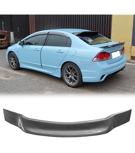 Alerón Trasero Estilo RS Highkick Para Honda Civic Sedán 2006-2011, Color Negro Brillante, Adhesivo, Sin Marca