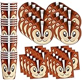 Squirrel Birthday Party Supplies Set Plates Napkins Cups Tableware Kit for 16