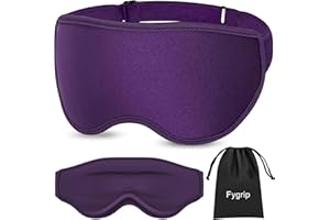 Fygrip 3D Eye Mask Sleep Mask for Men & Women, 100% Pressure-Free & Light Block-Out Eye Mask for Sleep with Easy Adjustable Strap, Night Eye Cover for Travel, Purple