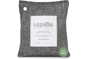 Moso Natural Air Purifying Bag 500g | Premium Bamboo Charcoal Odor Absorber for Home, Bedroom, Kitchen, Basement | Unscented Pet Odor Eliminator | Large Room Charcoal Deodorizer Bag Covers 250sqft