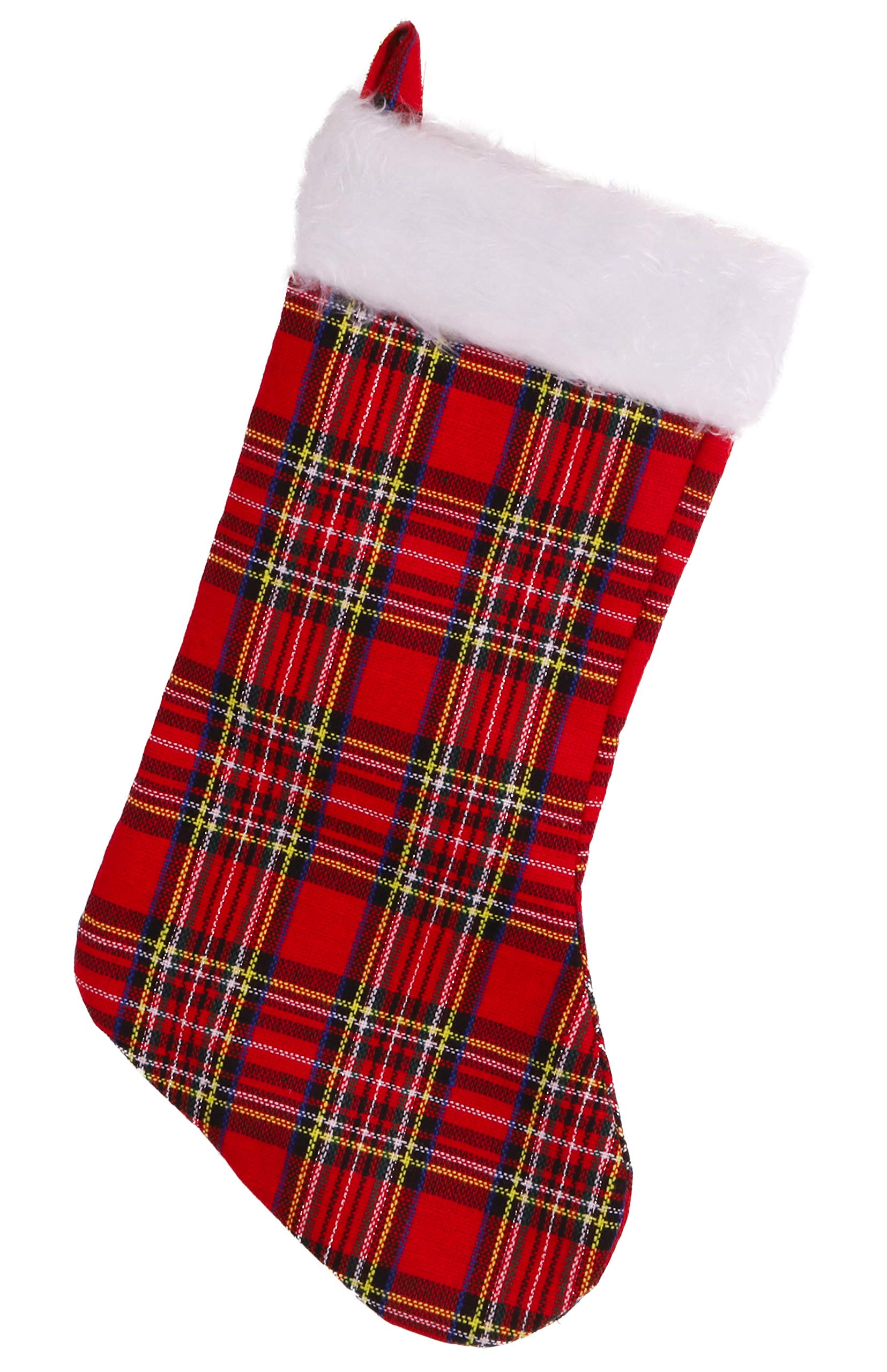 Christmas Concepts® 450mm (18") Traditional Tartan With Faux Fur Christmas Stocking - Christmas Decorations & Accessories