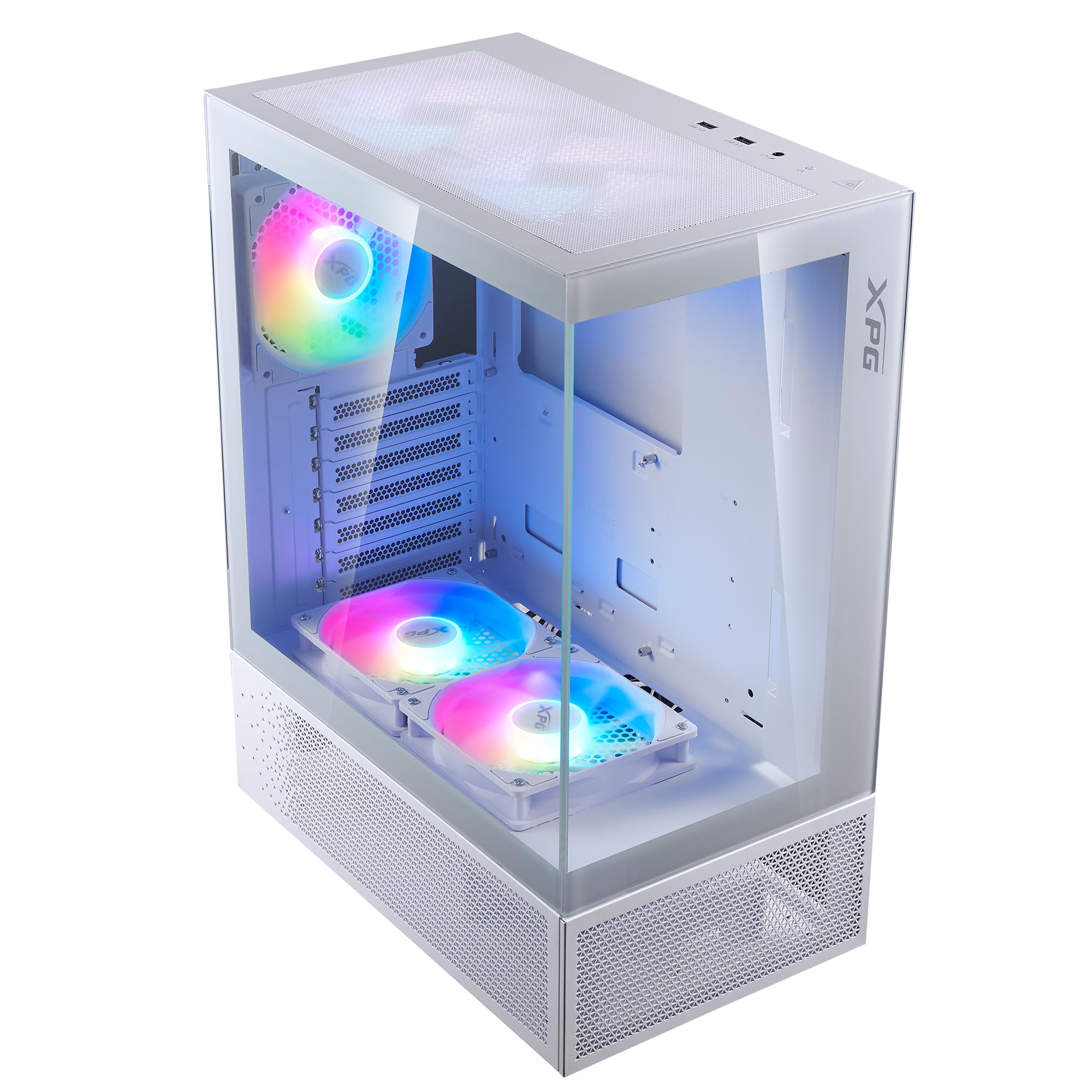 XPG Invader X Mini White ATX Mid Tower PC Case with 5 X ARGB Fans, VGA Support Up to 330mm, CPU Cooler Support Up to 166mm - INVADERXMINIMT-WHCWW 2
