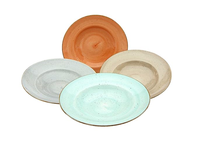 Creatable 17729, Serie Vintage Nature, Geschirrset 27 cm 4 teilig Pastateller, Porzellan, Mehrfarbig, 32.5 x 32.5 x 8.5 cm, 4