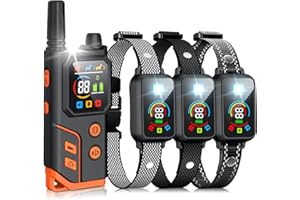 MING YUN Dog Shock Collar 3 Dogs,4000FT with Flash Light for Night Walks, Dog Training Collar with Remote Control, E Collar with Adjustable Pitch Beep,Vibration and Shock,Rechargeable Waterproof Shock Collar