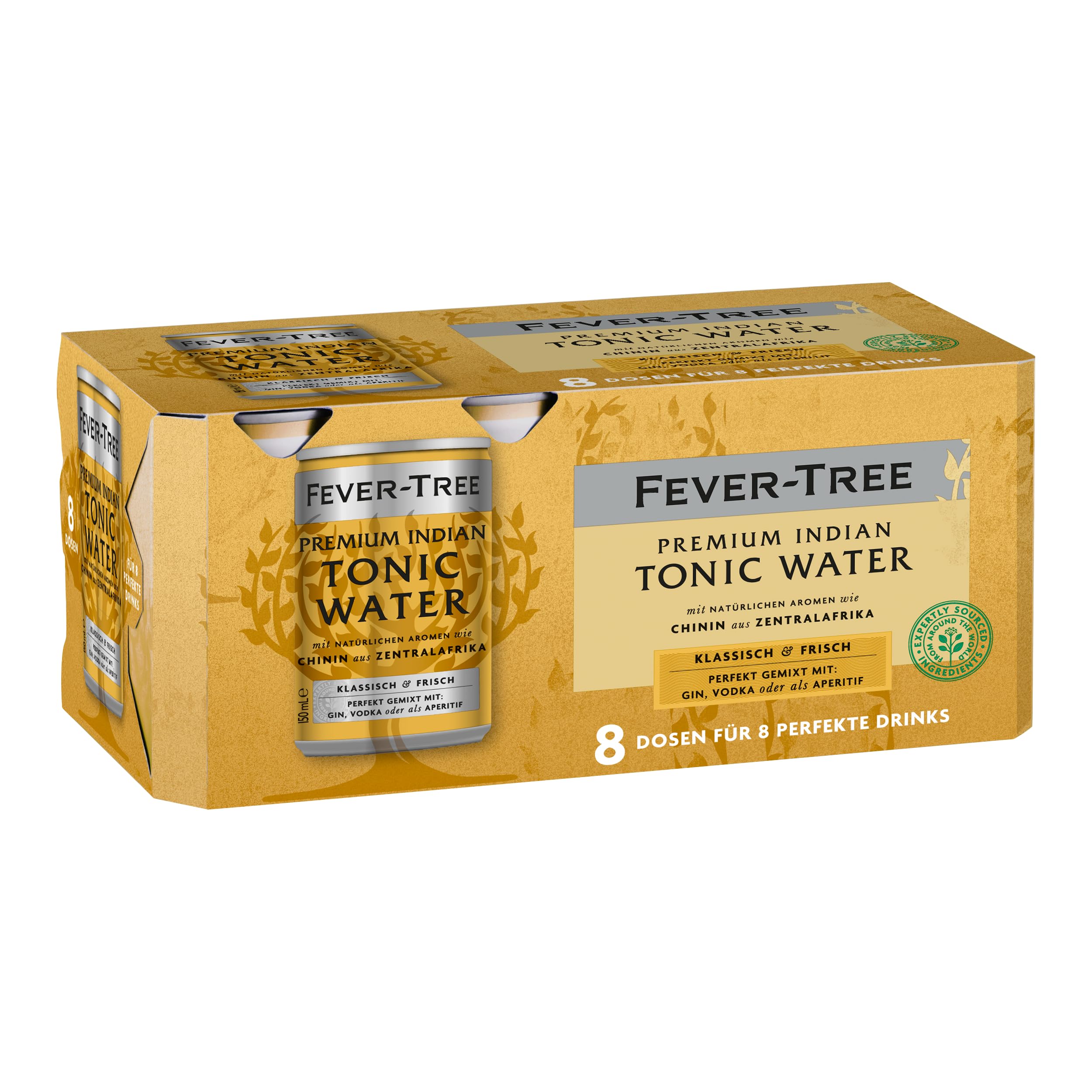 FEVER-TREE | Premium Indian Tonic Water | Mit natürlichen Aromen wie Chinin aus Zentralafrika | 8 x 150 ml