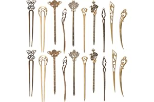 Geyoga 20 Pieces Hair Sticks Vintage Bronze Hair Chopsticks Chinese Pins Antique Decorative for Women Accessory, 10 Styles(Ex