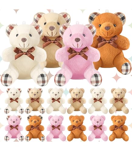 15 Mini Ositos De Peluche De 11 Cm: Suaves, Detallados Y Versátiles Para Decorar O Regalar