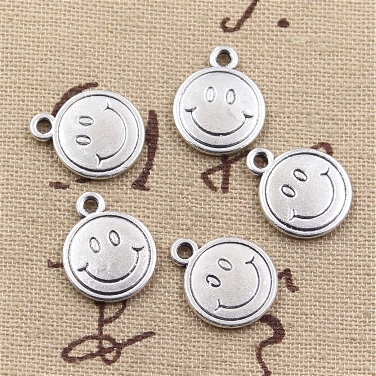 30pcs Charms Smiling Smiley face 12mm Antique Making Vintage Tibetan Silver Zinc Alloy Pendant