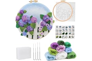 kgxulr Needle Felting Kit, Felt Painting Kit for Beginners, Felt Painting Set with Felting Needles,Needle Felting Pad, Felting Wool, Decorative Frame,DIY Instructions,Used for Home Decoration