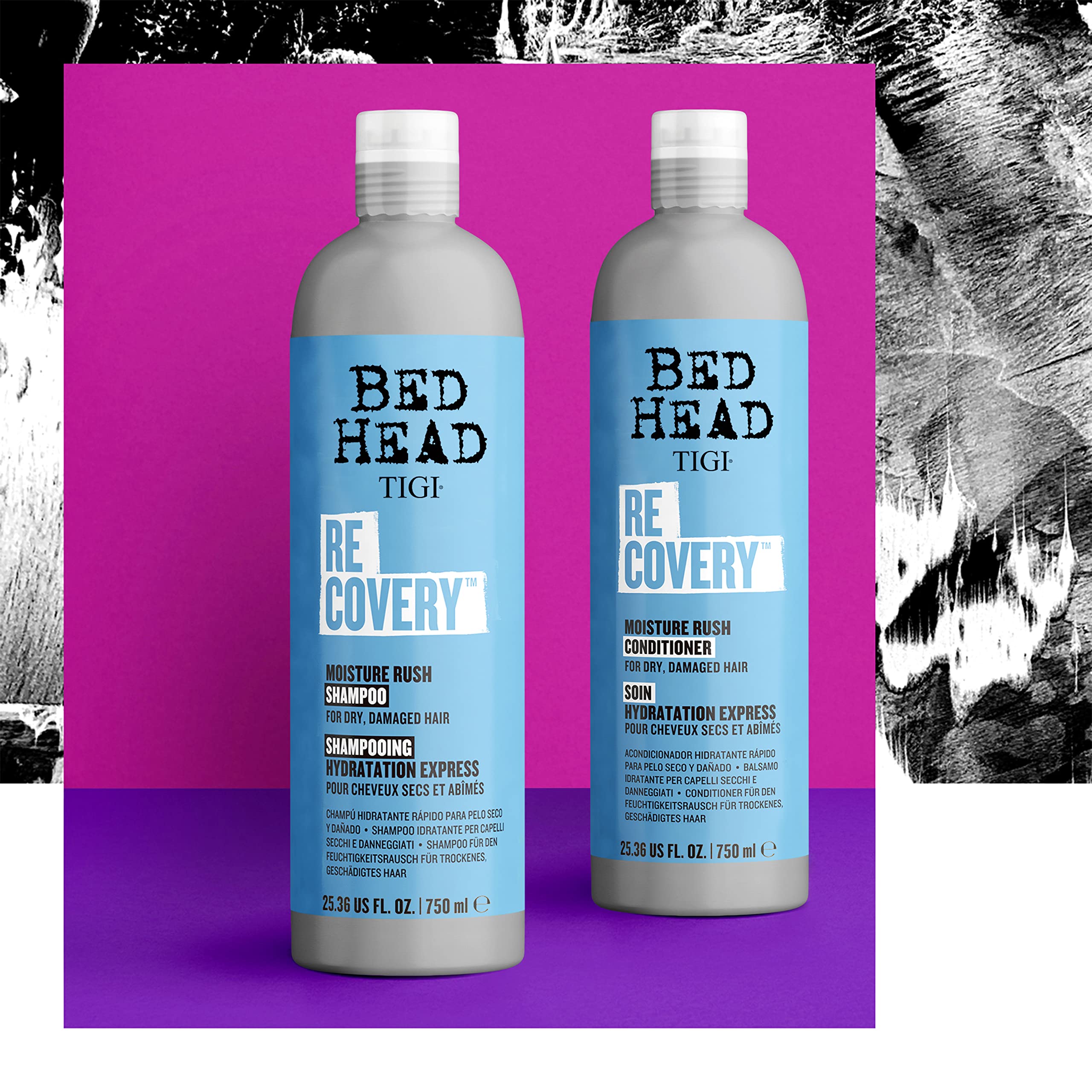 Bed Head by TIGI Recovery Moisturizing Shampoo and Conditioner Set for Dry Hair, with Prickly Pear Cactus Extract, 25.36 fl oz, 2 Pack