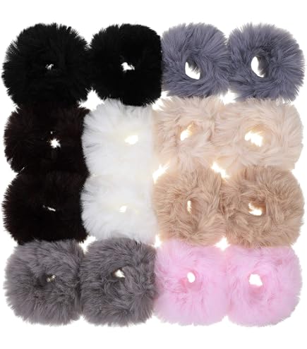 Surell Ponytail Holder Mink Fur Knit Scrunchie Set Amazon.com : Mink Fur Scrunchie (Grey) : Beauty & Personal Care main image 4