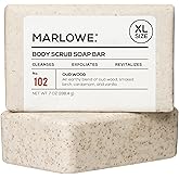 MARLOWE. No. 102 Body Scrub Soap 7 oz, Oud Wood, Exfoliating Soap Bar with Shea Butter, Olive Oil & Green Tea Extracts, Cleanses, Smooths & Revitalizes Skin, Earthy & Smoky Scent