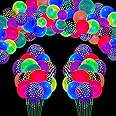 109 Pack UV Neon Balloons Black Light Balloons Glow in The Dark Balloons Blacklight Reactive Fluorescent Polka Dot Latex Ball