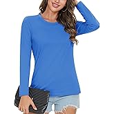 MAGCOMSEN Women's Cotton Long-Sleeve Crew-Neck T-Shirt Classic-Fit Shirt Soft Breathable Casual Tee Basic Tops