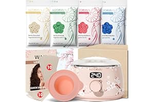 KOTAMU Waxing Kit for Women & Men, Wax Warmer for Hair Removal, Digital Wax Kit with Silicone Pot，Ideal for Face Eyebrow Arm Legs Armpit &Sensitive Skin, Cherry Waxing Machine for Home Salon Use